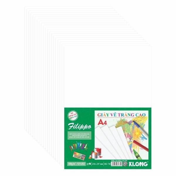 Giấy vẽ độ trắng cao A4 100/92  20 tờ