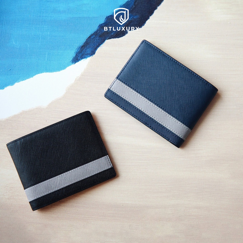 Ví nam mini nhỏ gọn COSMOS thiết kế trẻ trung chất liệu da bò saffiano cao cấp thương hiệu BTLUXURY
