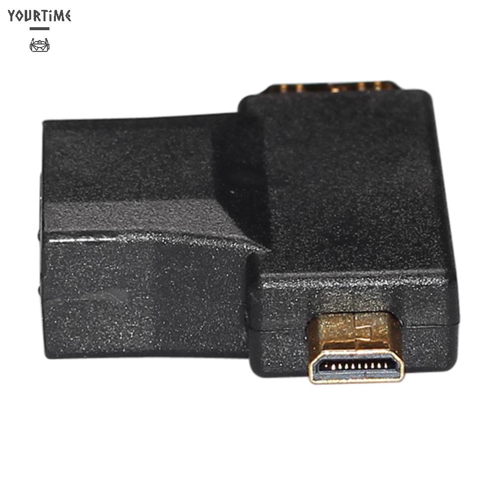 Set 3 đầu chuyển đổi HDMI sang Mini&amp;Micro HDMI 2 trong 1 90 độ