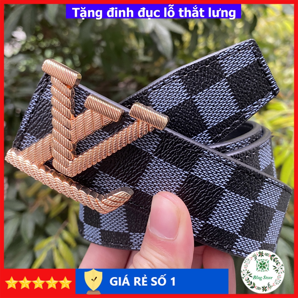 Thắt lưng nam LV dây lưng lv nam cao cấp dây may viền chắc chắn mặt kim loại nguyên khối trẻ trung sành điệu DLLV005