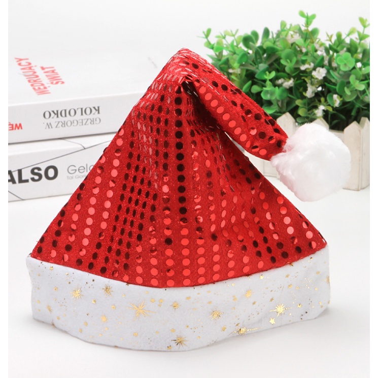 Nón mũ noel giáng sinh lấp lánh đỏ N3