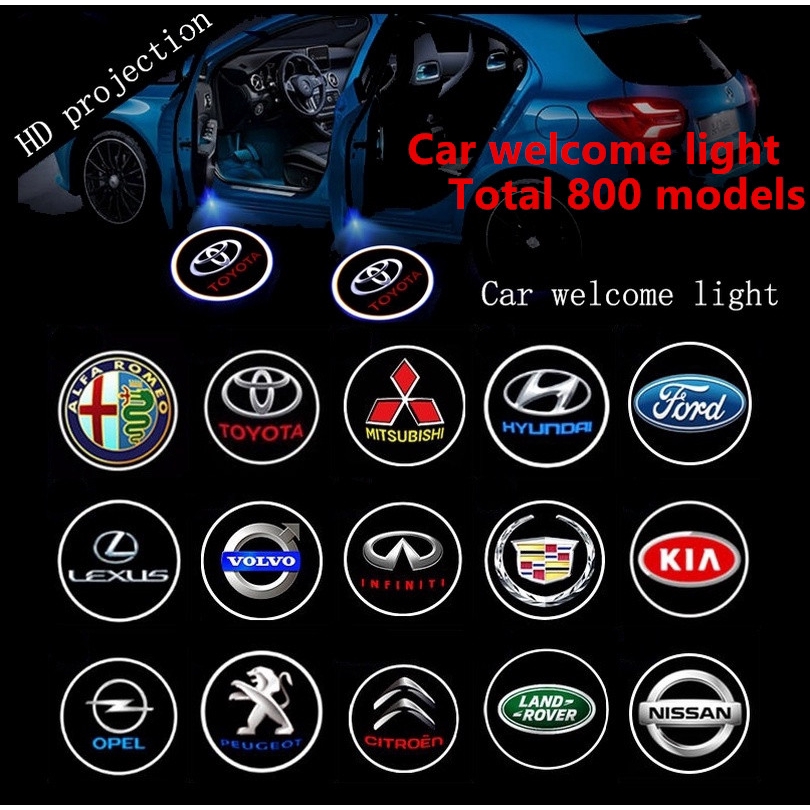 2 chiều không dây 3D Chào mừng ánh sáng Cửa đèn LED Dấu hiệu ánh sáng Xe hơi cho tất cả các xe