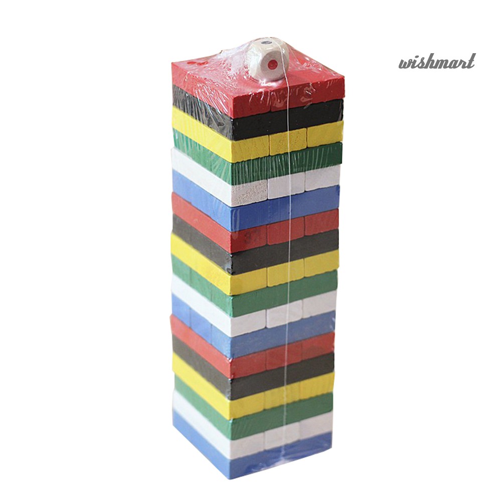 [Wish] 54Pcs Wooden Stacking Tumbling Tower Game Kids Family Dice Building Blocks Toy