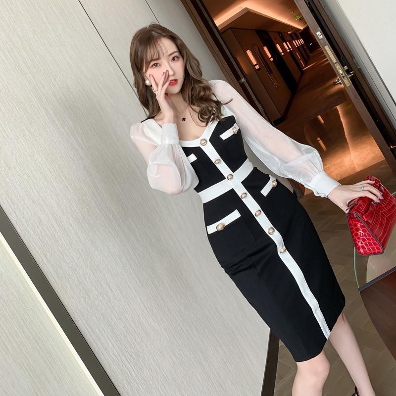 Áo dài tay hoàng chị khí chất nấu gió nhẹ mùa thu đông người mẫu trung khoe dáng che mông thịt phối váy