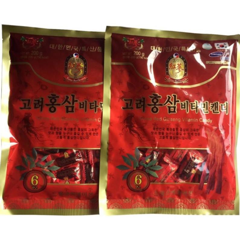 Kẹo hồng sâm vitamin Hàn Quốc giúp tỉnh táo sảng khoái tinh thần gói 200g×2,PP Ánh Dương Korea