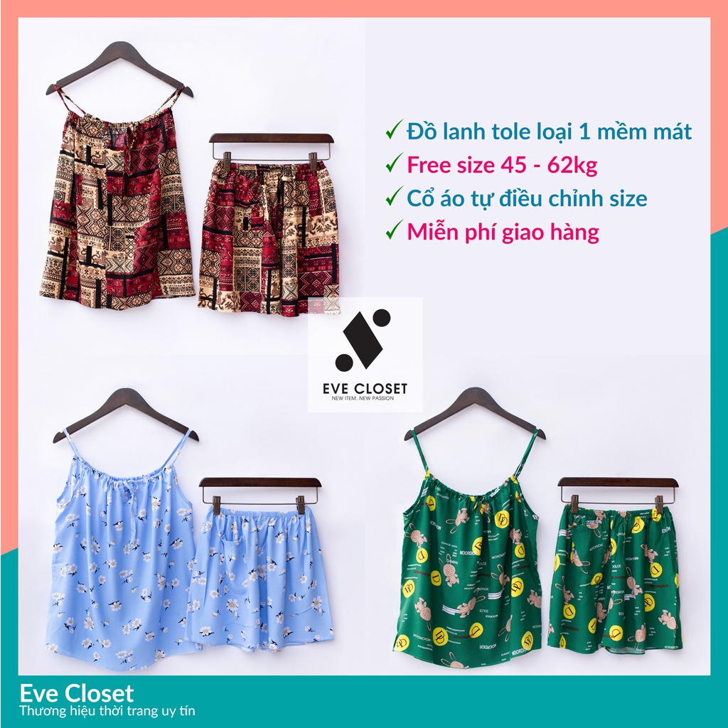 Đồ bộ nữ mặc nhà, Bộ lanh dễ thương Freesize 42-63 Kg - ÊVECLOSET