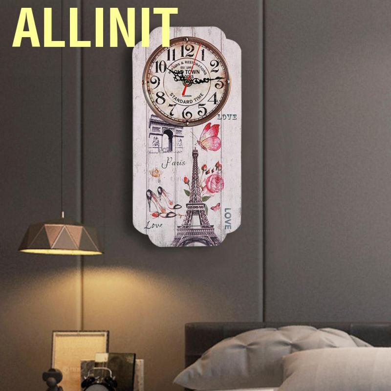 Allinit Analog wall clock with Arabic numerals in vintage European style for furniture not ticking silent easy to read