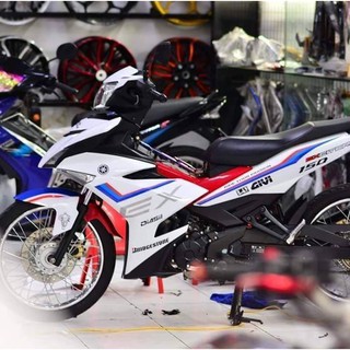 tem trùm xe exciter 150 đỏ đen tisot, độ team trùm decal xe máy ex dán đời 2015-2020