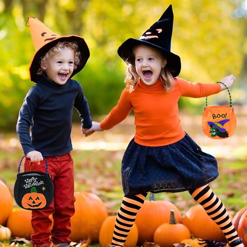 1 Giỏ Đựng Kẹo Halloween Hình Bí Ngô