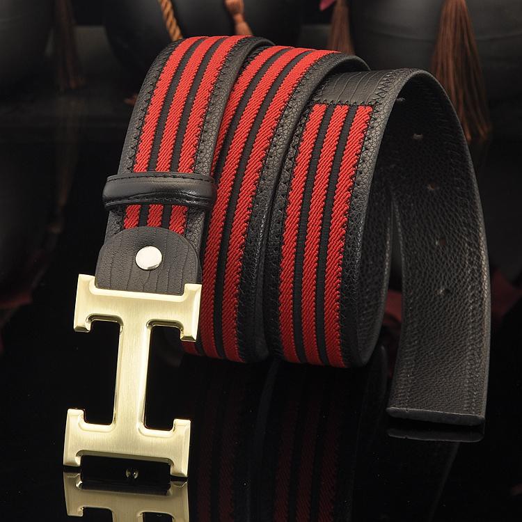 Thắt lưng hàng hiệu chữ H - dây nịt sọc nato xanh đỏ ( mầu đen )