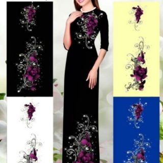 vải áo dài in 3D lụa nhật cả bộ