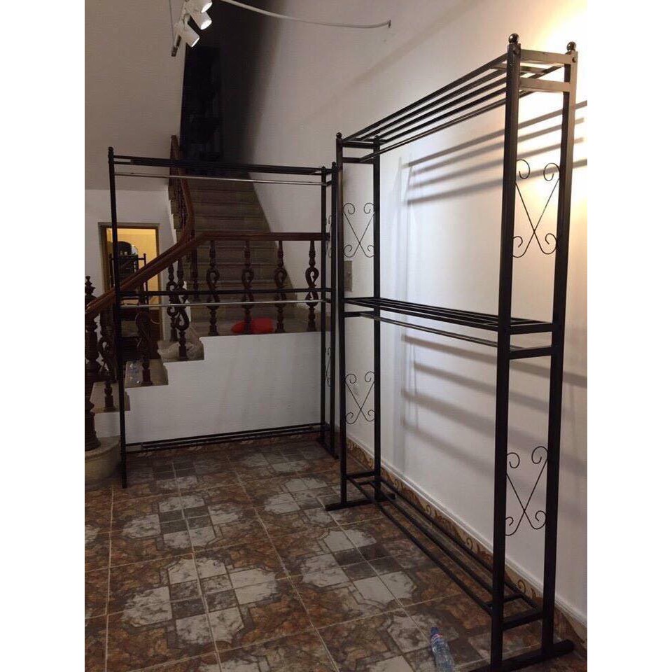 GIÁ TREO HỘP VUÔNG 2 TẦNG - KỆ TREO SHOP THỜI TRANG - DÀN TREO TREO MẪU CHỤP ẢNH VÀ LIVETREAM - SÀO TREO QUẦN ÁO