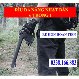 Rìu đa năng nhật bản 6 trong 1, rìu đi phượt, rìu chặt cây, rìu chặt gỗ, rìu đánh lửa, rìu còi cứu sinh, rìu búa đập