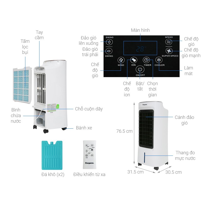 Quạt điều hòa Kangaroo KG50F58 trưng bày