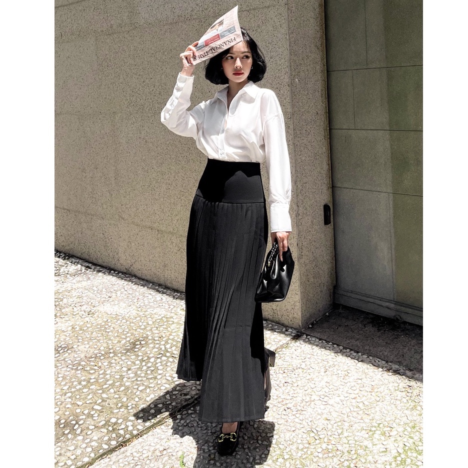 Váy xếp ly dài bản to , Peace House Clothing