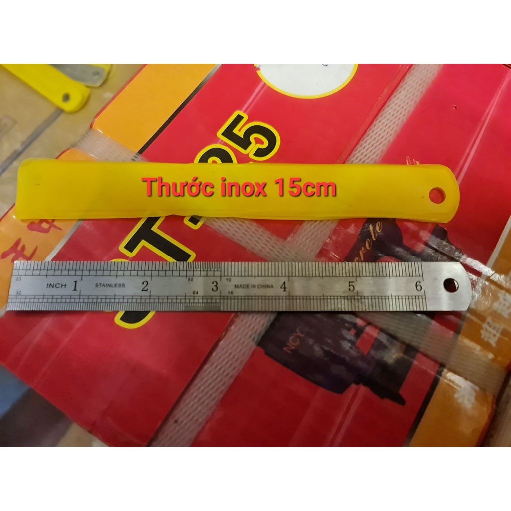 Thước đo. Thước Lá đo inox dài 15cm. 1 mặt hệ mét. 1 mặt hệ ich Combo 2 cái ( Giá rẻ )