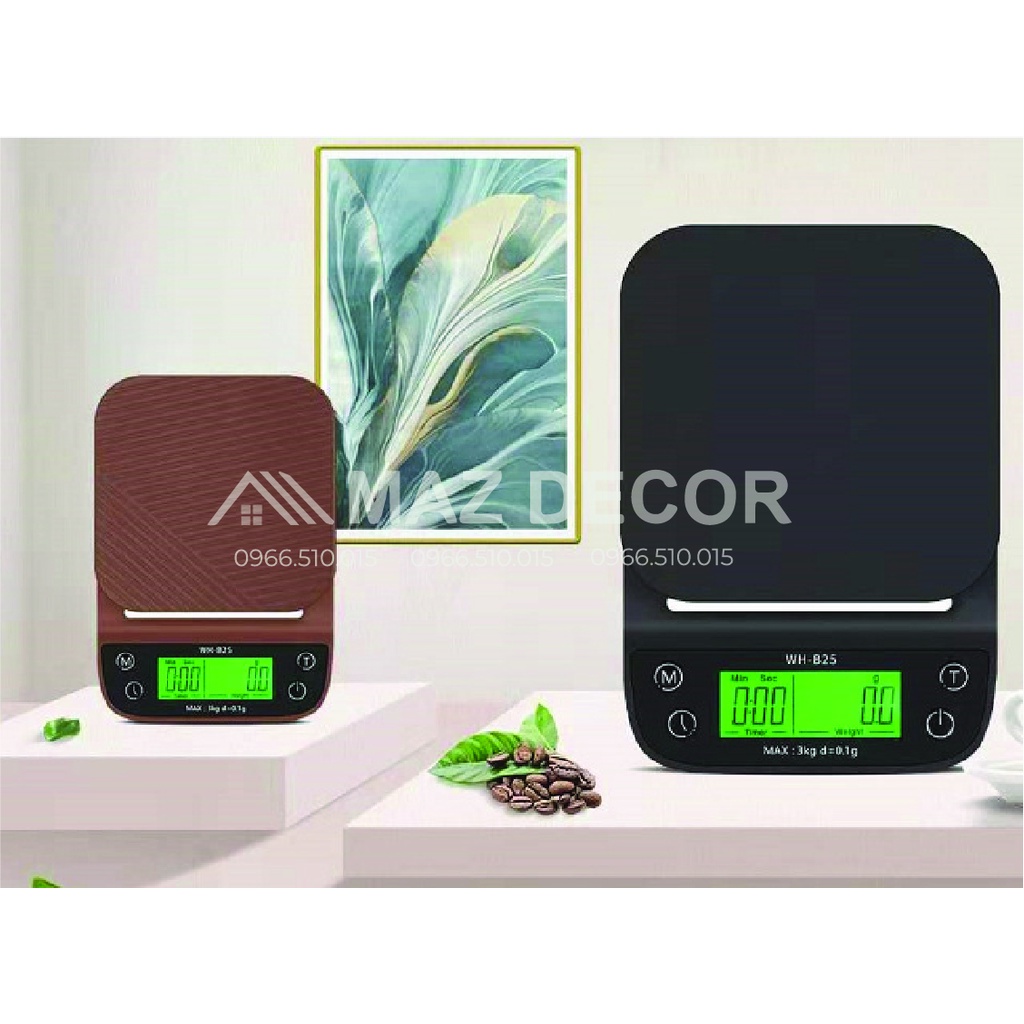 [Chính hãng giá sỉ] Cân điện tử tiểu ly độ chính xác cao trừ bì chuyên đong cà phê, làm bánh 3kg/0,1gam giá rẻ WH-B25