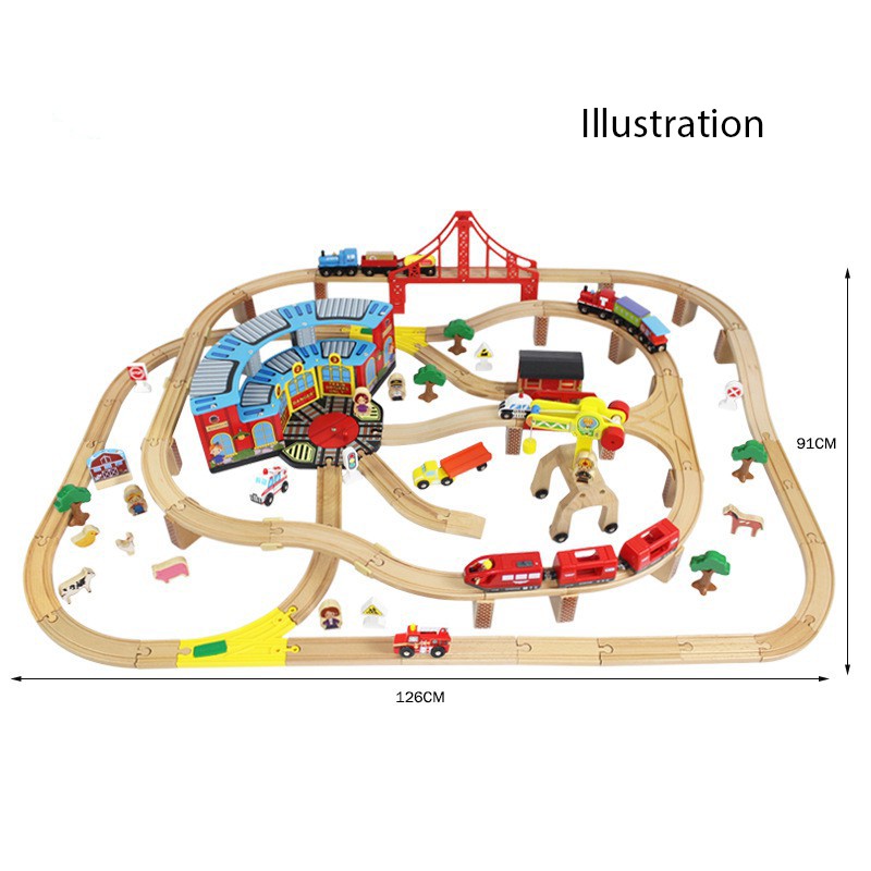 Bộ Đồ Chơi Đường Ray Tàu Hỏa Bằng Gỗ Cho Bé