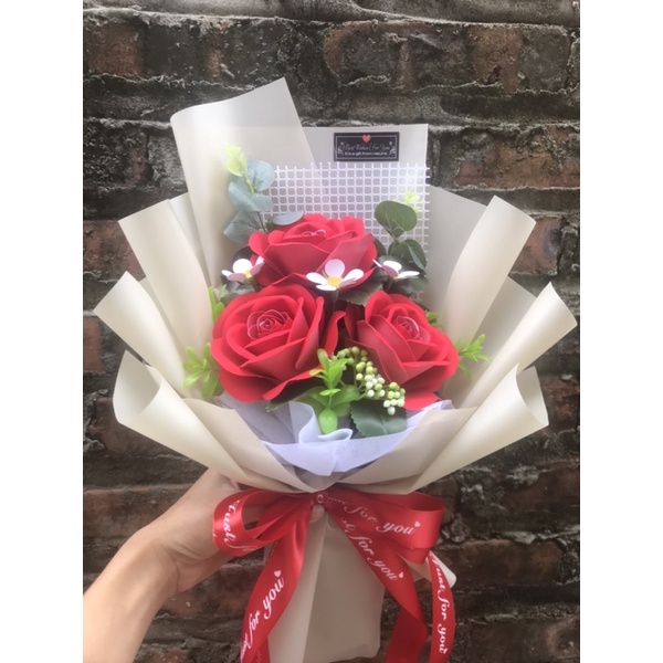 Bó hoa hồng hanmade 3 bông