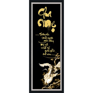 Tranh dán tường HD thư pháp Cha Mẹ HUD0414K KT 30 x 80 cm