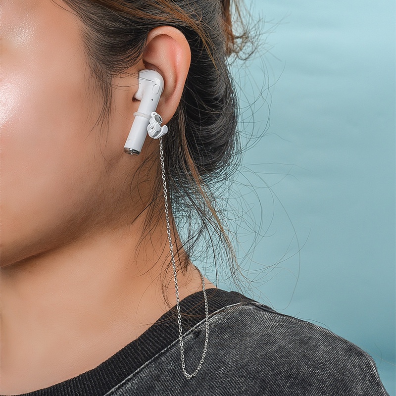 Tai Nghe Bluetooth Hợp Kim Thời Trang Chống Mất Hình Phi Hành Gia/ Phi Hành Gia Có Giá Đỡ Dây Đeo