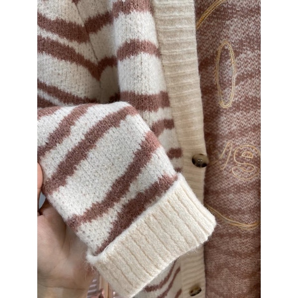 Áo Cadigan Drew House Hồng Nâu- Drew House Sketch Mascot Squiggle Cardigan Olive/Ivory/ Áo len Drew