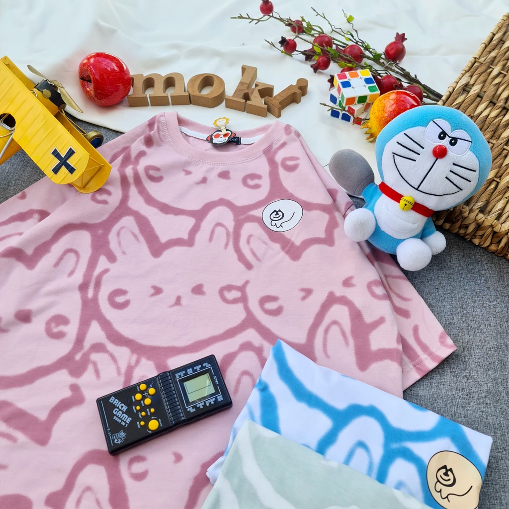 Áo phông áo thun nam nữ tay lỡ from rộng freesize chất cotton thoáng mát in hình hình full áo thỏ mokishop