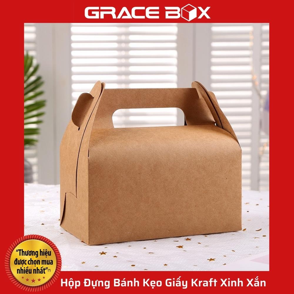 {Bán Chạy} Xấp 10 Hộp Đựng Bánh Kẹo Giấy Kraft Xinh Xắn - Sản Phẩm Thân Thiện Môi Trường - Siêu Thị Bao Bì Grace Box