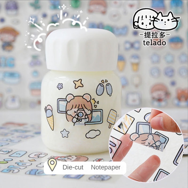 Túi 10 miếng dán bằng PET chống nước dùng trang trí đIện thoạI hình cô gáI dễ thương
