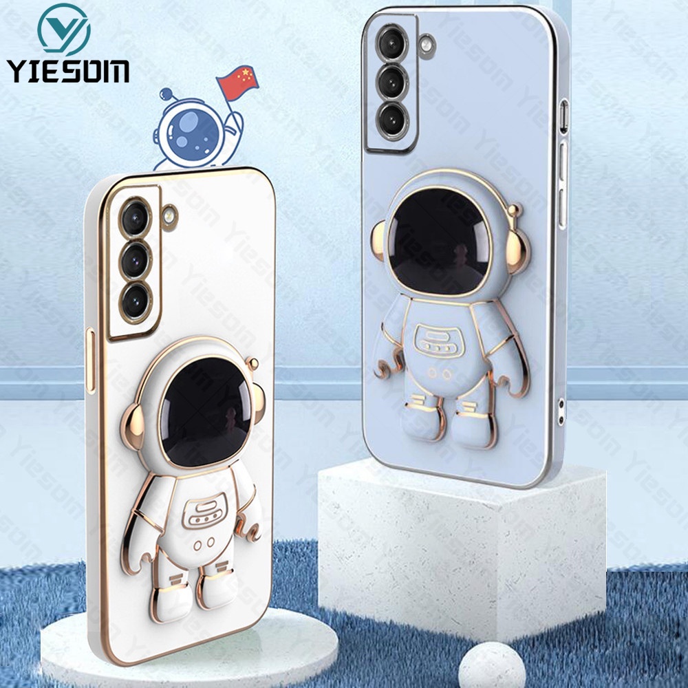 Ốp Điện Thoại Silicon Dẻo Họa Tiết Phi Hành Gia Kèm Giá Đỡ Cho Samsung Galaxy S22 S21 Ultra S22 Plus S21 FE S21 Plus