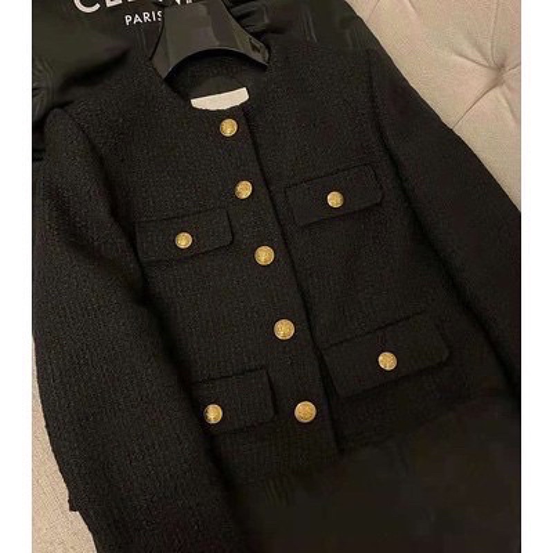 Áo khoác vải tweed màu đen giống Lisa BLACKPINK
