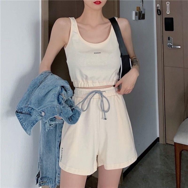 Bộ Áo 3 Lỗ + Quần Đùi FRIEND - Set Quần Áo Nữ Cộc Sát Nách Hồng Trắng Đen Năng Động Thể Thao