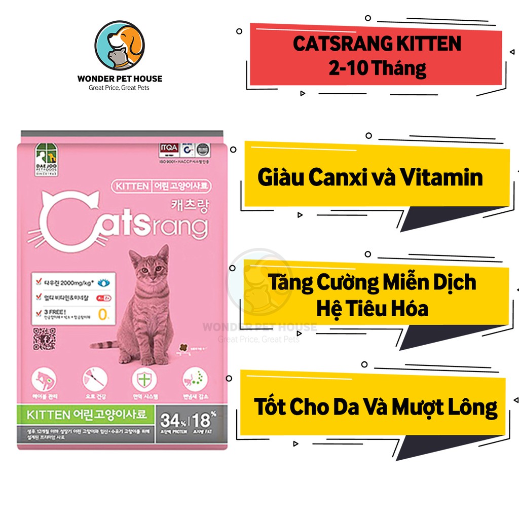 Hạt Khô Catsrang Kitten 400g - Thức Ăn cho mèo Con chống búi lông, hỗ trợ tiêu hóa