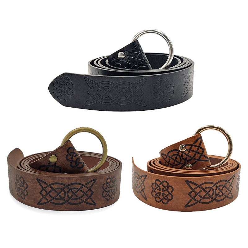 Nắp nổi thời trung cổ viking vegvisir da pu o ring belt retro renaissance