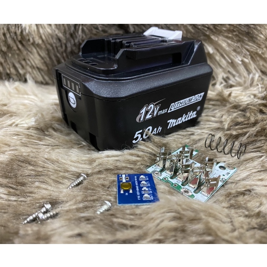 Vỏ, mạch pin Makita 10.8V - 12V MAX Li-ion trượt, Led báo pin và nhận sạc zin.