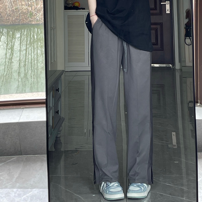 SUXI Quần ống rộng Lưng Cao Màu Sắc Đơn Giản Thời Trang Mùa Hè Năng Động Trẻ Trung