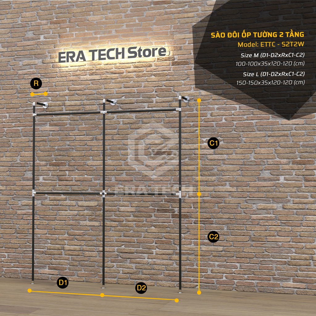 Sào treo quần áo thời trang đứng hai tầng hai khoang
