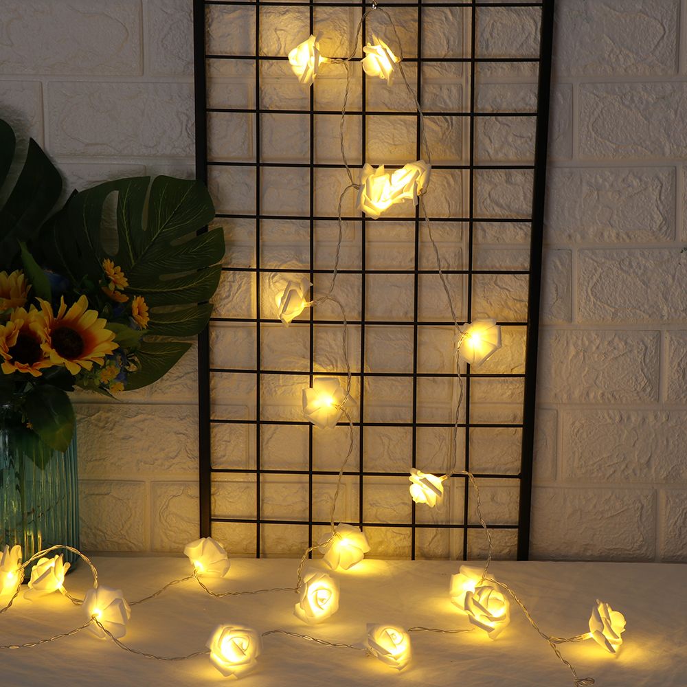 Dây đèn led 10/20 bóng hình hoa hồng bằng nhựa dùng trang trí nhà cửa