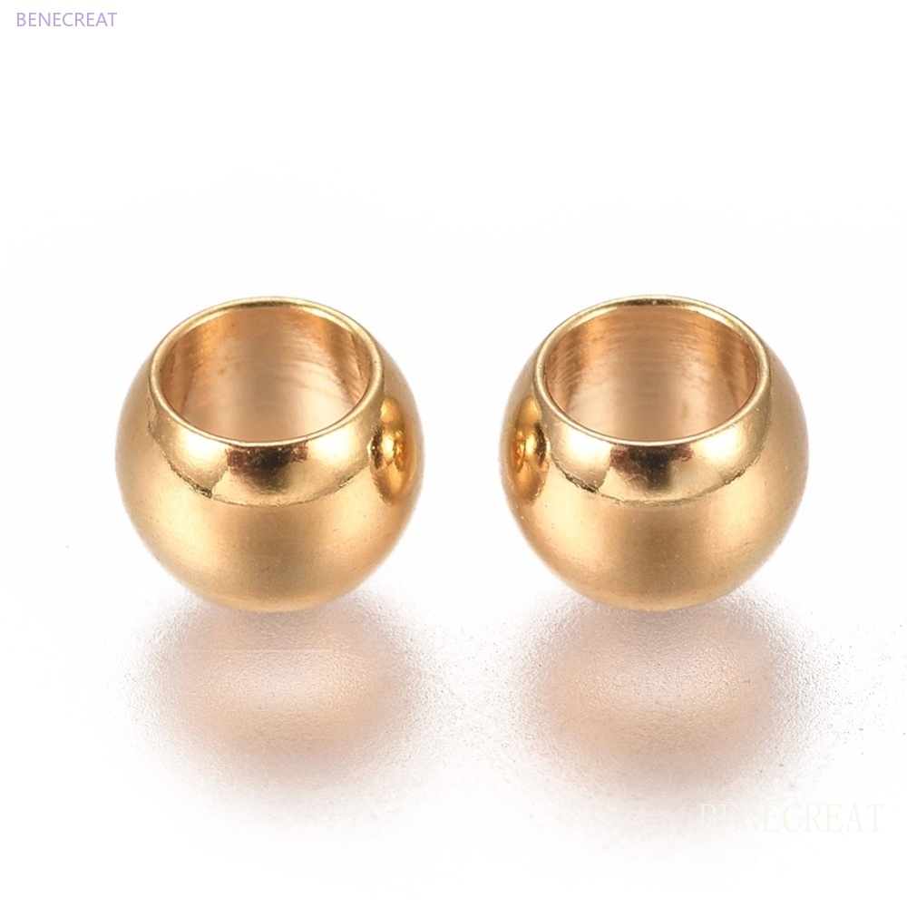 Set 10 Hạt Xỏ Lỗ Bằng Thép Không Gỉ 304 4x3mm Màu Vàng Kim 4x2.5mm