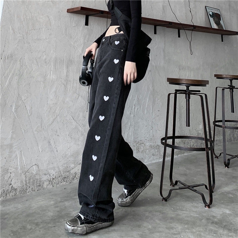 Quần jeans Dài Lưng Cao Ống Rộng Thời Trang Xuân Thu Cho Nữ