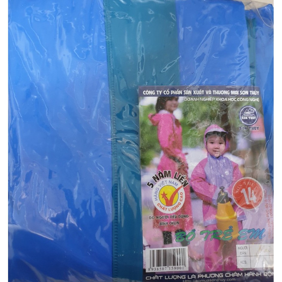 Bộ quần áo mưa trẻ em Sơn Thủy cho bé trai (Màu xanh)