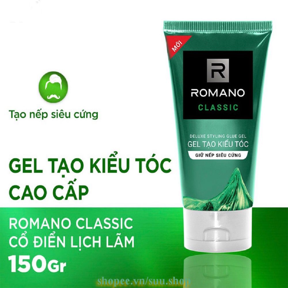 Gel vuốt tóc Romano Classic Siêu cứng 150g- Mẫu mới suu.shop cam kết 100% chính hãng