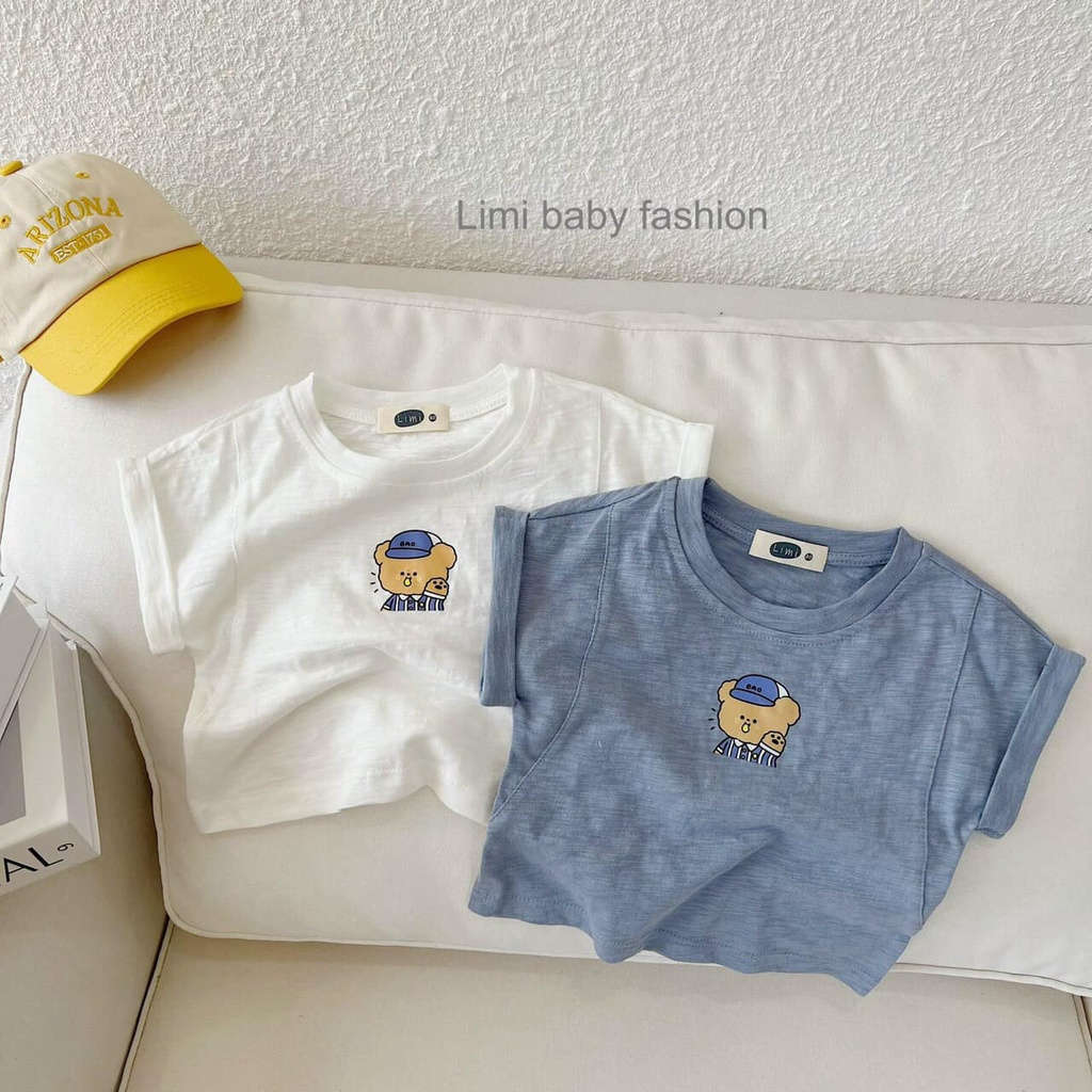 Bộ cotton xước cộc in gấu Limi cho bé