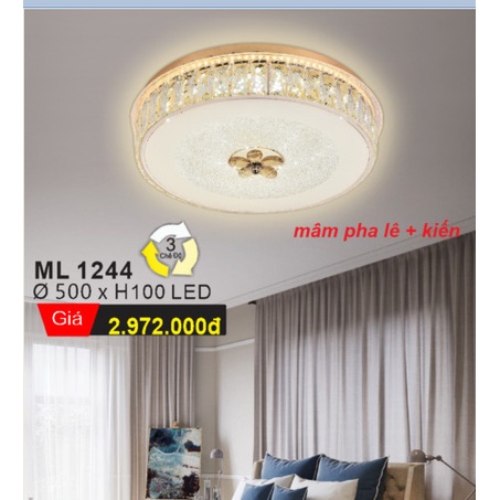 Đèn Mâm Ốp Trần Pha Lê -Thủy tinh, Đèn Trang Trí Phòng Khách/Phòng Ngủ Sang Trọng