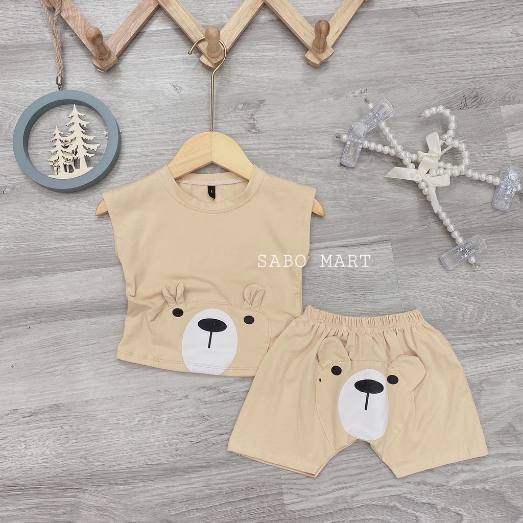 Bộ Ba Lỗ Sát Nách Hình Mặt Gấu Đắp Nổi Cá Tính Cho Bé Trai