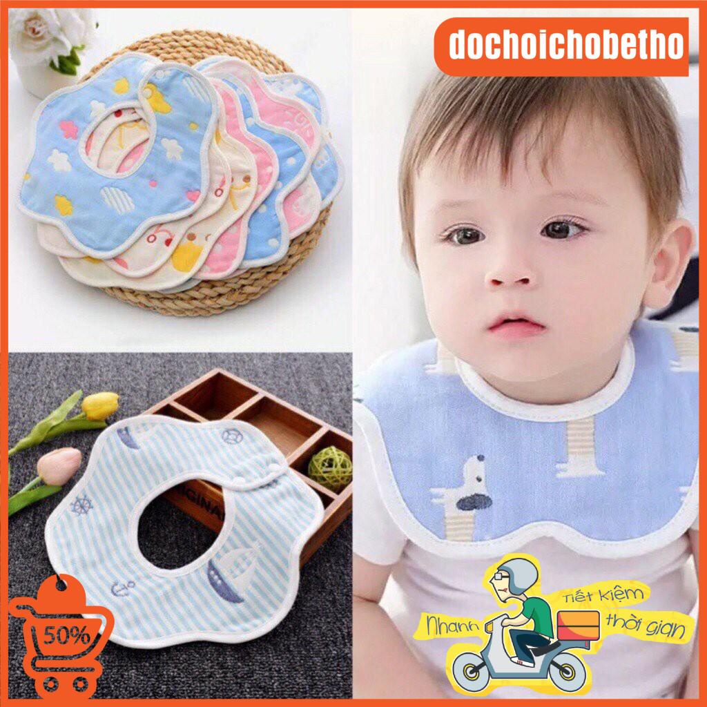 Yếm hoa tròn aden Hi Mom xoay 360 bo viền cho bé ăn dăm, yếm xoay tròn chống thấm