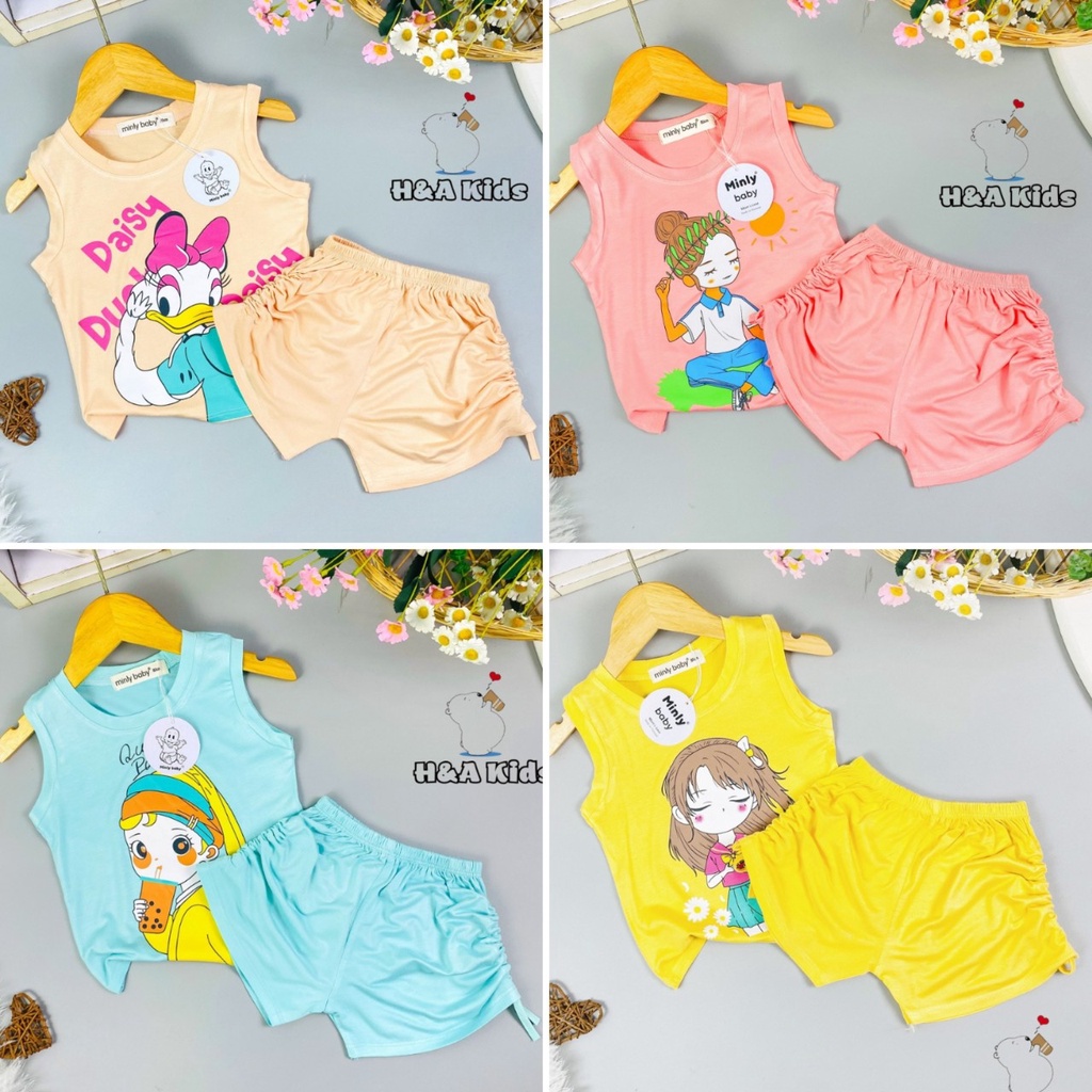 Bộ Ngắn Tay thun lạnh quần dây rút SIZE ĐẠI cho bé gái