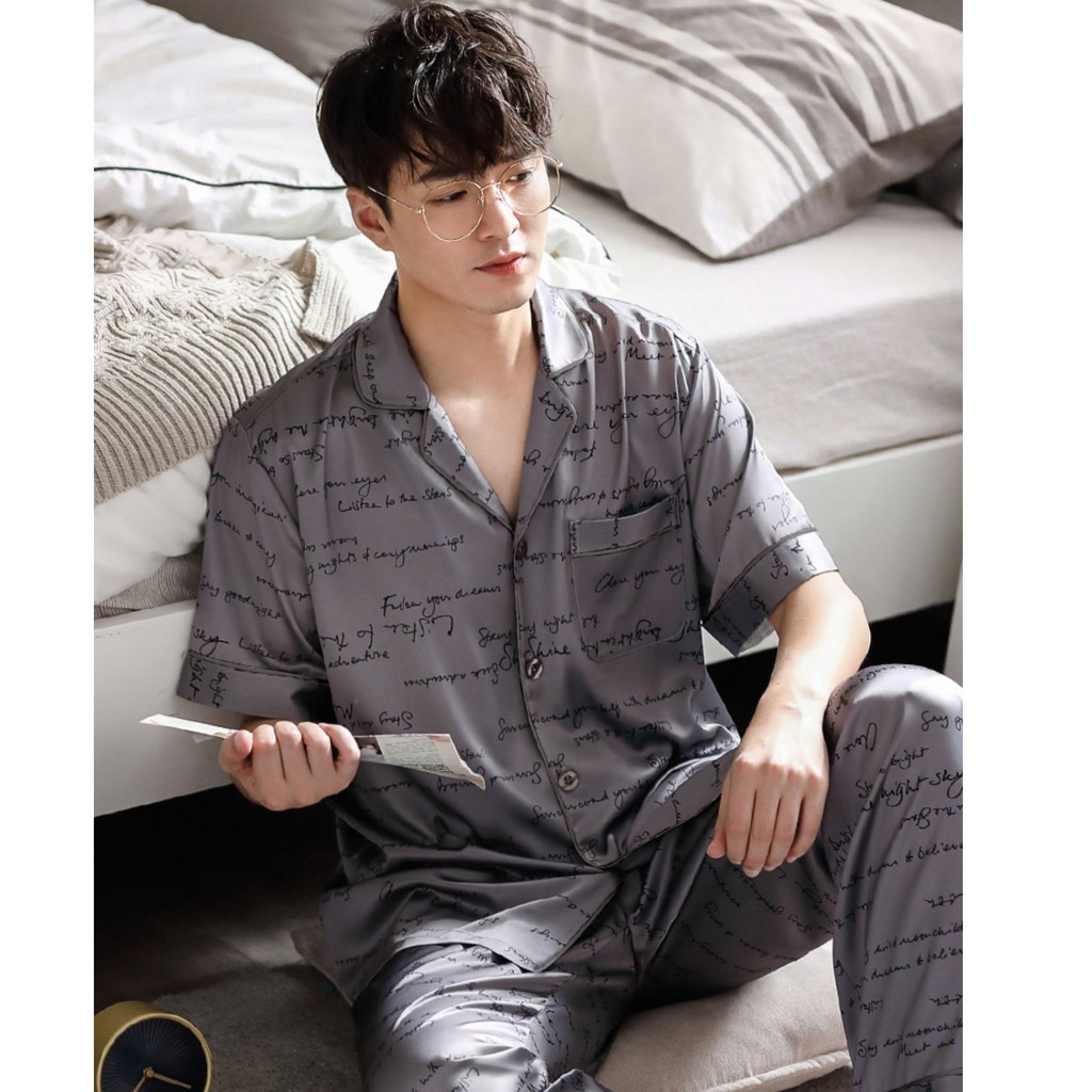 Bộ Cộc Tay Nam Satin Gấm  🎶 Bộ Mặc Nhà Mùa Hè Ngắn Tay Trung Niên 🎶   IVY628 | BigBuy360 - bigbuy360.vn