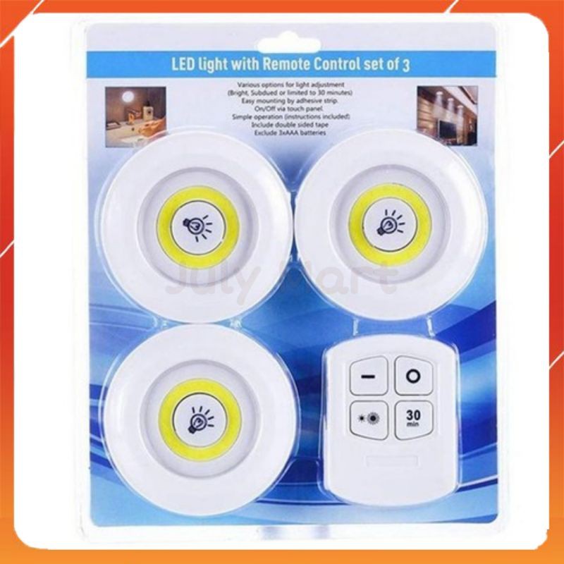 Bộ 3 Đèn LED Thông Minh Dán Tủ Dán Tường - Điều Khiển Từ Xa, Hẹn Giờ