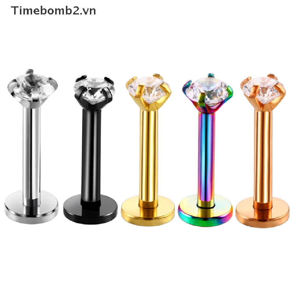 Bộ 2 Khuyên Xỏ Môi Đính Đá zircon Thời Trang 18G